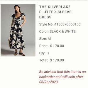 Anthropologie Silver lake flutter sleeve dress